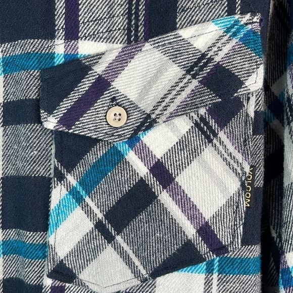 VOLCOM Mens Alaska Long Sleeve Plaid  Flannel Shirt Classic Fit Button Size M - Picture 4 of 12